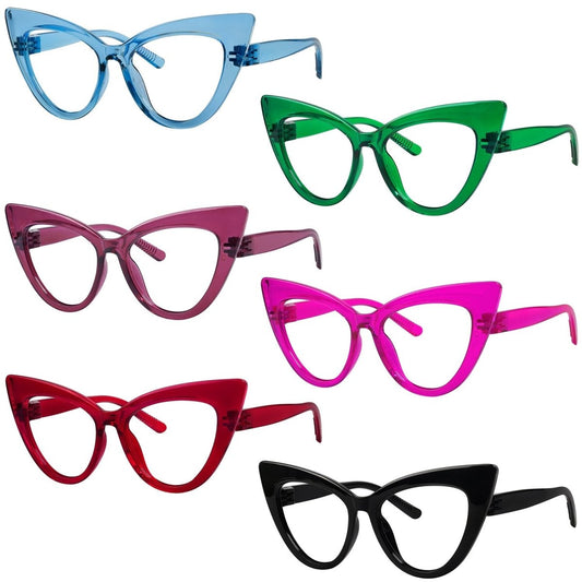 6 Pack Cat-eye Metalless Screwless Reading Glasses R2318eyekeeper.com