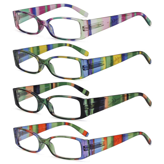 Paquete de 4 gafas de lectura con diseño de rayas R040S