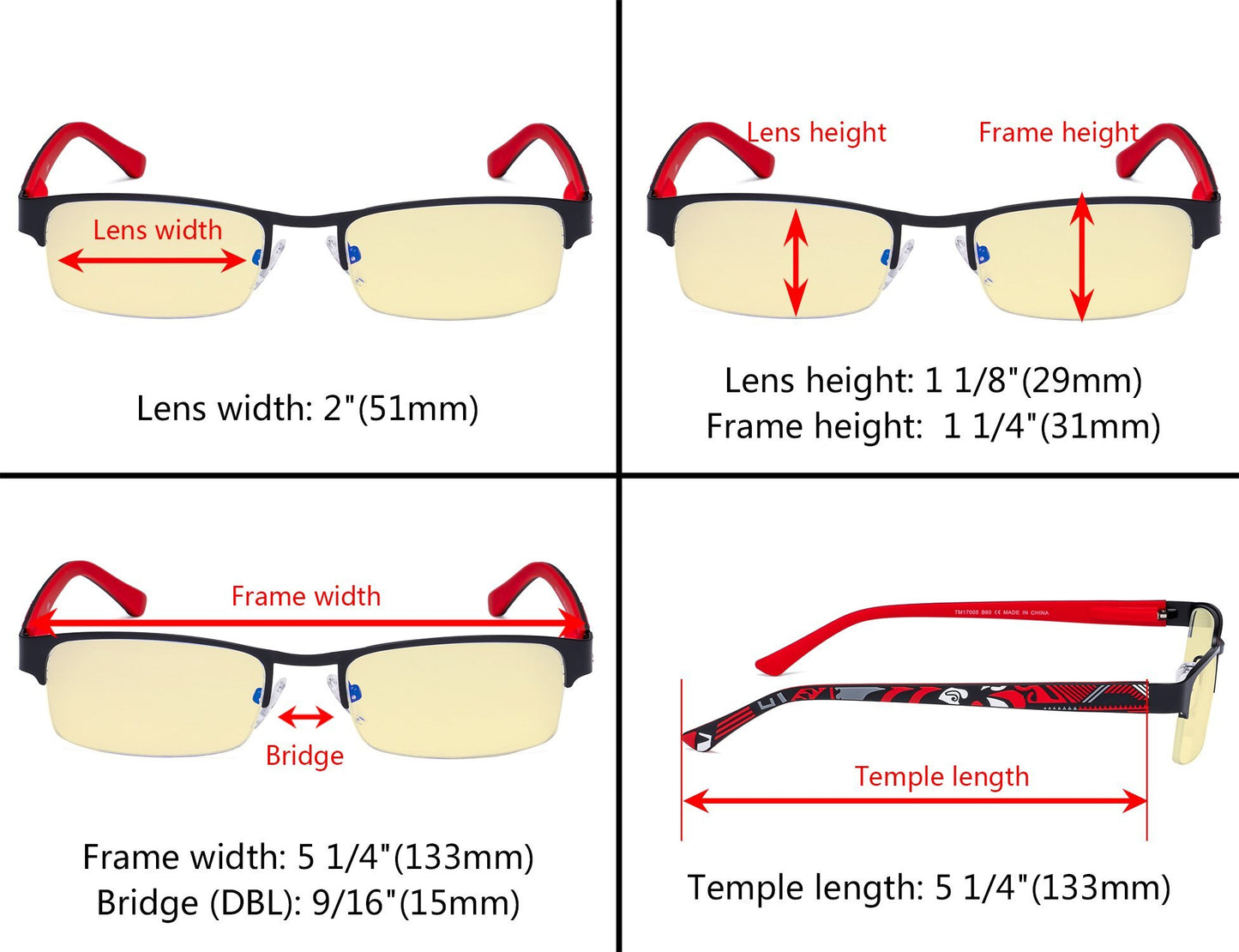 Computer Eyeglasses Dimension