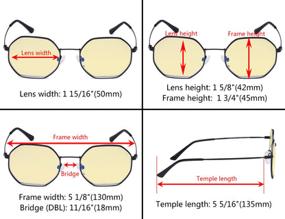 Ladies Blue Light Blocking Glasses - Yellow Filter Polygon Design Eyeglasses Women