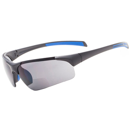 Half-rim Bifocal Sunglasses Matte Black Blue TH6186